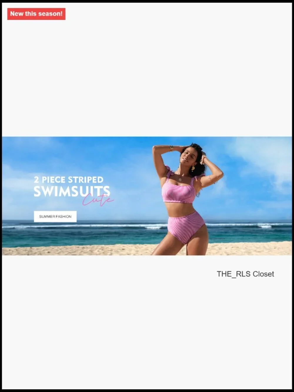 Women's Tie Shoulder Bikini Set High Waisted Striped Swimsuits 2 Piece